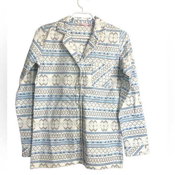 La Vie en Rose NWOT Flannel Pyjama Set Blue White and Grey - Picture 1 of 5